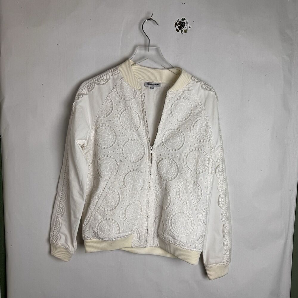 Opening Ceremony White Anglaise Cotton Bomber Eyelet Lace Small
